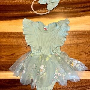 Source Unknown Mint Green Kids Formal Dress with Headband